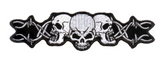 TRIPLE SKULL HEAD SKULL HEADS BARBED WIRE EMBROIDERED PATCH (sold by the piece )