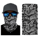 GRAY PAISLEY SWIRLS SEAMLESS BANDANA FACE COVER TUBE MULTI FUNCTION MASK WRAPS