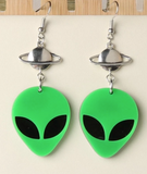 Acrylic Alien Head Space Earrings (sold by the pair)