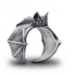 ADJUSTABLE METAL FLYING BAT BIKER RING ( sold by the piece) *gold, silver or black*