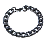 7MM BLACK CUBAN CHAIN ADJUSTABLE BRACELET ( sold by the piece)
