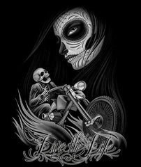 LIVE THE LIFE BIKER LADY MOON SHORT SLEEVE TEE-SHIRT  (Sold by the piece)