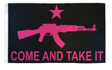 PINK & BLACK COME AND TAKE IT RIFLE 3 X 5 FLAG (Sold by the piece)