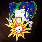 JESTER WITH SKULLS CLOTH WALL BANNER (Sold by the piece) -* CLOSEOUT $2.95 EA