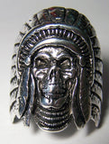 INDIAN SKULL WITH HEADDRESS BIKER RING  (Sold by the piece) **-  CLOSEOUT AS LOW AS $ 3.50 EA