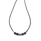 Dark Brown Wax Cord Necklace 18" With SIlver Beads (sold by the dozen)