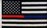 BLACK WHITE AMERICAN RED / BLUE THIN LINE 3 X 5 FLAG ( sold by the piece )