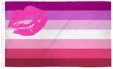 LIPSTICK KISS LESBIAN RAINBOW PRIDE  3 X 5 FLAG ( sold by the piece )