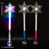 ( 1 pc ) 21 Inch Light Up Flashing Snowflake Wands (sold by the piece or dozen)