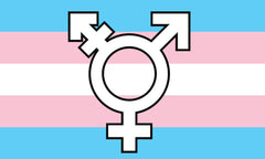 TRANSGENDER SYMBOLS RAINBOW  3 X 5 FLAG ( sold by the piece ) *- CLOSEOUT NOW $ 2.95 EA