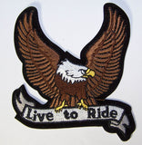 EAGLE LIVE TO RIDE 3 INCH PATCH (Sold by the piece or dozen ) -* CLOSEOUT AS LOW AS .50 CENTS EA