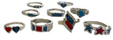 ASSORTED SHAPES TURQUOISE & CORAL RINGS (Sold by the dozen)