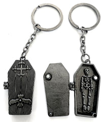 GOTHIC SKELETON IN COFFIN SHAPED  KEYCHAIN  (Sold by the piece OR DOZEN)