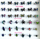 36 PC DISPLAY NATURAL PAUA SHELL ADJUSTABLE RINGS  (sold by the display)