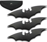 6" Bat Black Throwing Knives 3 Piece Set with Sheath ( sold by the piece )