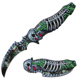 4.5" GREY SKELETON FOLDING KNIFE WITH BELT CLIP( sold by the piece )