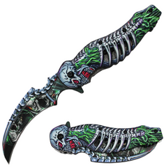4.5" SKELETON FOLDING KNIFE WITH BELT CLIP ** PICK COLOR** ( sold by the piece )