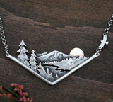 MOUNTAIN SCENE METAL NECKLACE (Sold by the piece)