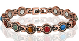 ROUND COLORED STONE COPPER MAGNETIC LINK BRACELET  (sold by the piece )
