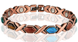 DIAMOND COLORED STONE COPPER MAGNETIC LINK BRACELET  (sold by the piece )
