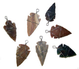 **WIRE WRAPPED** SMALL 1 1/2 INCH STONE ARROWHEAD PENDANTS  (Sold by the dozen)