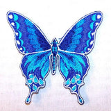 4 INCH EMBROIDERED BLUE BUTTERFLY  PATCH ( sold by the piece )