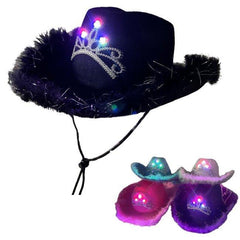 LIGHT UP TIARA FEATHER COWGIRL HATS ** PICK COLOR**