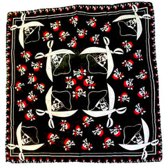 PIRATE SKULL & SWORDS DESIGN BANDANNA 21x21 100% COTTON  ( sold by the piece or dozen )