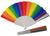 RAINBOW STRIPPED 9 INCH CLOTH  HAND FAN ( sold by the piece or  dozen )