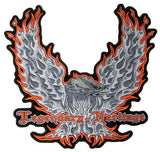 JUMBO LEGENDARY HERITAGE FLAMING EAGLE WINGS UP PATCH 12 INCH (Sold by the piece)