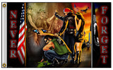 POW MIA REFLECTION NEVER FORGET DELUXE 3' X 5' BIKER FLAG (Sold by the piece)