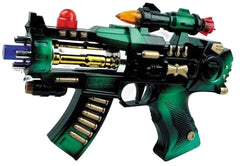 LIGHT UP CAMO SPINNING BARREL MACHINE GUN W SOUND ( sold by the piece)