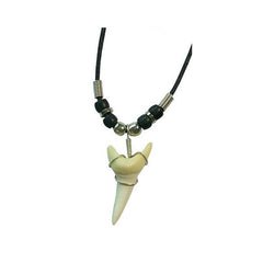 LARGE SHARK TOOTH WITH SILVER BEADS ROPE NECKLACE (Sold by the piece or dozen)