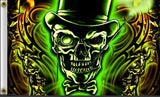 GLOWING GREEN SKULL DELUXE 3' X 5' BIKER FLAG (Sold by the piece)