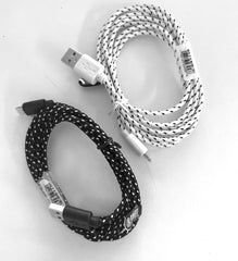 IPHONE 8 pin BRAIDED CLOTH PHONE CABLE CHARGING CORDS 6 FOOT ( sold by the piece ) CLOSEOUT NOW ONLY  $ 1 EA