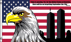 AMERICAN 911 NEVER FORGET EAGLE TOWERS  3 X 5 FLAG ( sold by the piece )