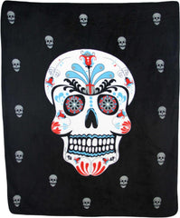 SUGAR SKULL LARGE 50X60 IN PLUSH THROW BLANKET ( sold by the piece )