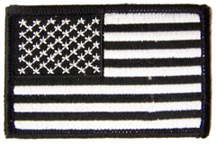 AMERICAN FLAG BLACK & WHITE left arm 3 INCH EMBROIDERED PATCH ( sold by the piece )