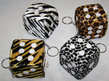 PLUSH ANIMAL PRINT DICE KEY CHAIN (Sold by the dozen) *- CLOSEOUT NOW 50 CENTS EA