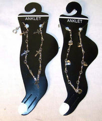 ASSORTTED DESIGNS LADIES SILVER CHAIN ANKLETS ( sold by the dozen ) CLOSEOUT NOW ONLY .25 CENTS EA