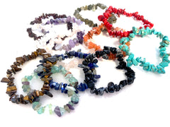 ROUGH CHIP ASSORTED REAL STONE STRETCH BRACELETS (sold by the piece or dozen)