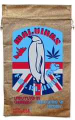 MALVINAS FALKLANDS PENGUIN BURLAP BAG ( sold by the piece )