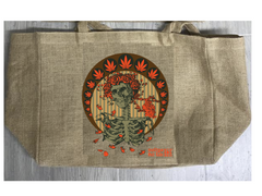 QUEEN OF HEARTS MARIJUANA BURLAP TOTE BAG ( sold by the piece )