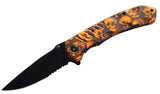 MULTIPLE ORANGE SKULL HEAD BLACK BLADE KNIFE ( sold by the piece )