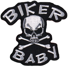 Biker Baby Skull & Cross Bones 3" x 3" Patch (sold by the piece)