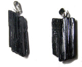BLACK TOURMALINE ROUGH NATURAL MINERAL STONE PENDANT (sold by the piece or bag of 10 )