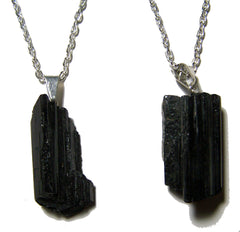 TOURMALINE ROUGH NATURAL MINERAL STONE 24 IN SILVER LINK CHAIN NECKLACE (sold by the piece or dozen )