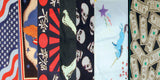 ASSORTED FLAMES/ SKULL IRON CROSS PRINTED BANDANAS (sold by the dozen) ****only 2 styles left* read description*