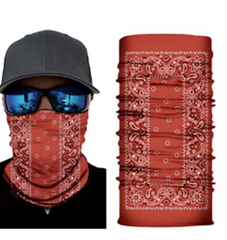 RED PASILEY MULTI FUNCTION SEAMLESS BANDANA WRAP ( sold by the piece or 10 PACK)