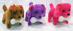 BATTERY OPER WALKING BARKING DOG WITH LIGHT UP BONE  (Sold by the piece)